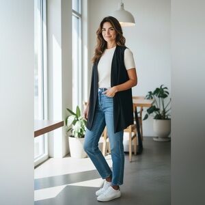 Andrew Marc New York black vest open front size 6 small/medium